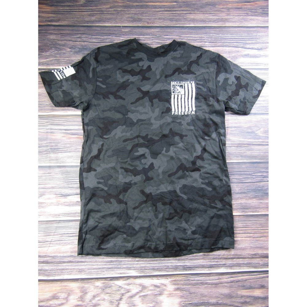 Howitzer Patriot Mens Medium Black Camo Military T Shirt Veteran America USA
